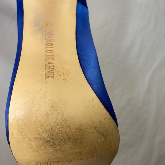 Manolo Blahnik Royal Blue Satin Pumps EU 39 - Picture 9 of 15